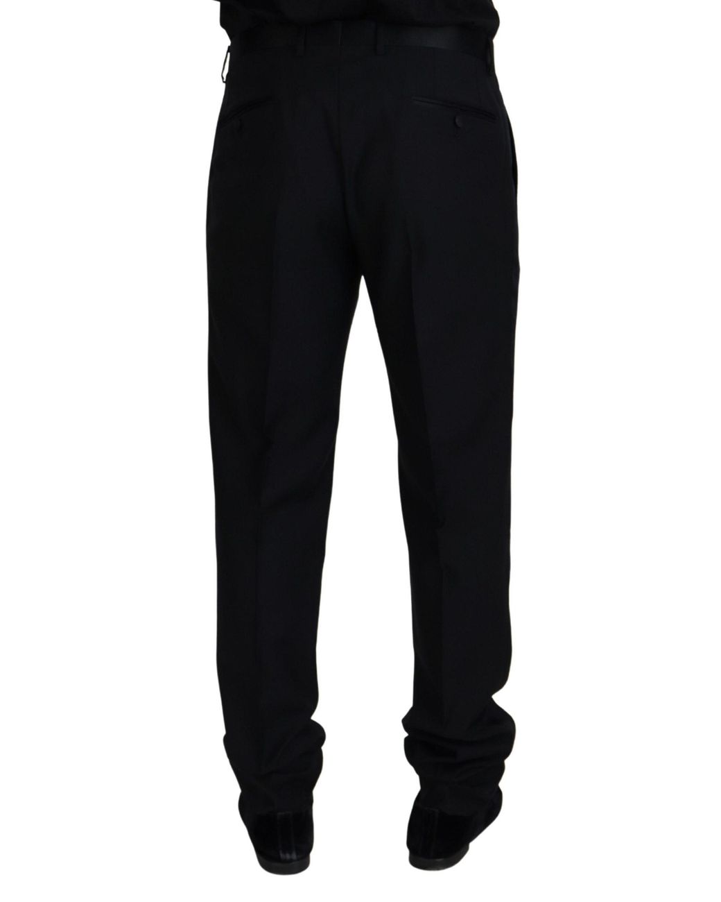 Dolce & Gabbana Black Elegant Virgin Wool Blend Trousers for men