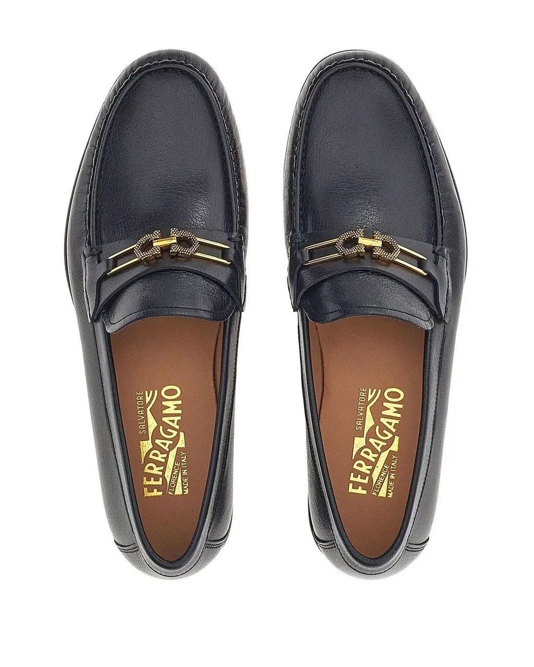 Ferragamo Gray Gancini Buckle Loafers for men