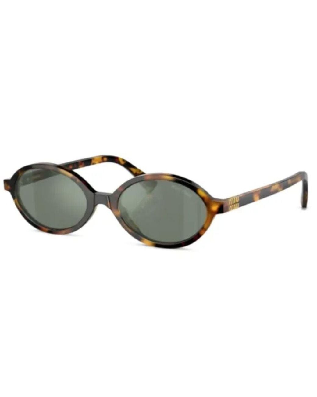Miu Miu Black Miu Miu Eyewear 04Zssole Tortoiseshell Oval Sunglasses