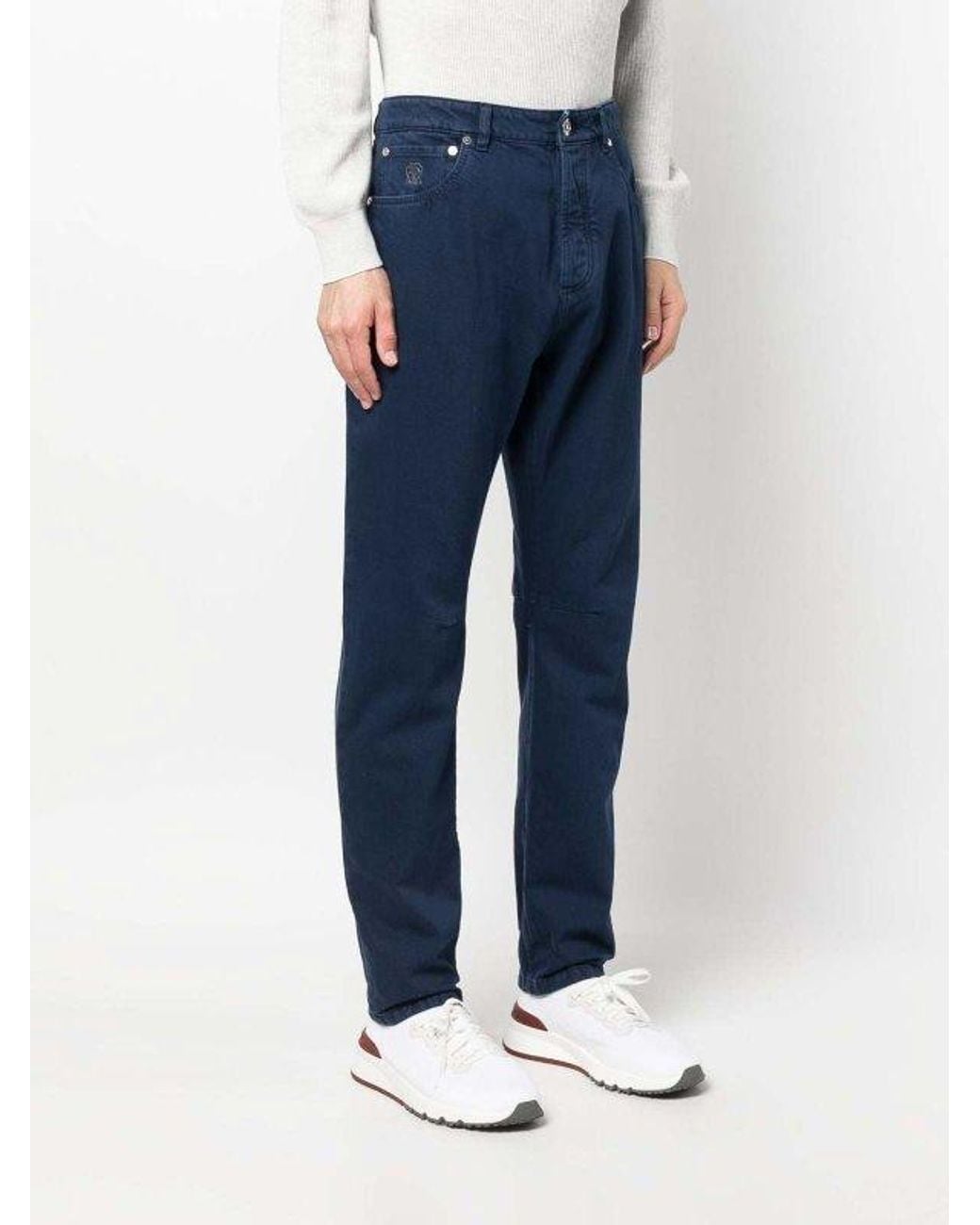 Brunello Cucinelli Blue Dark Leisure Trousers for men