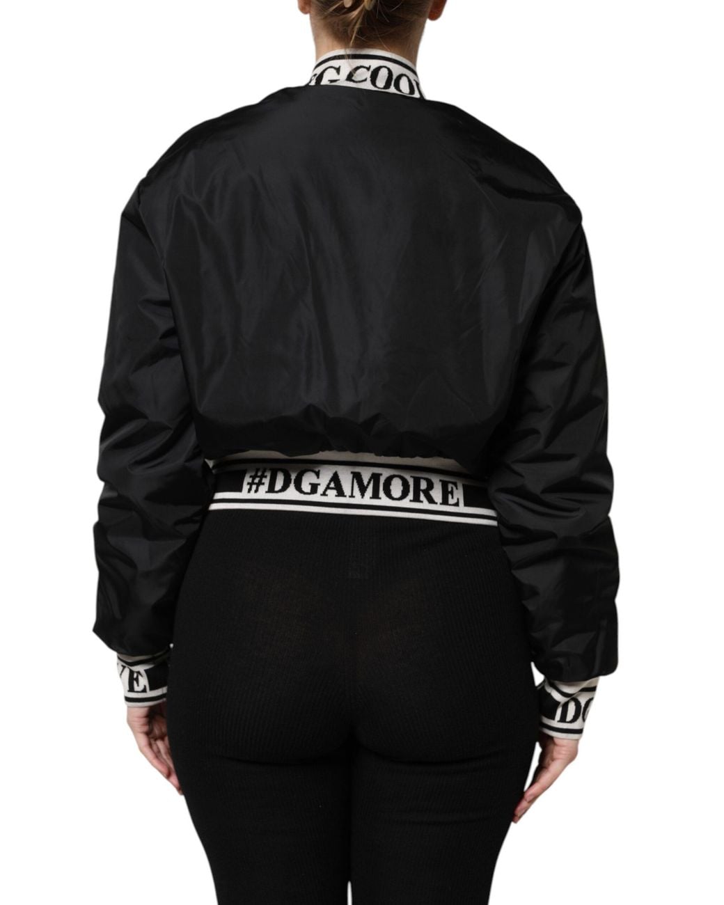 Dolce & Gabbana Black Nylon #Dgfamily Full Zip Bomber Jacket Clothing