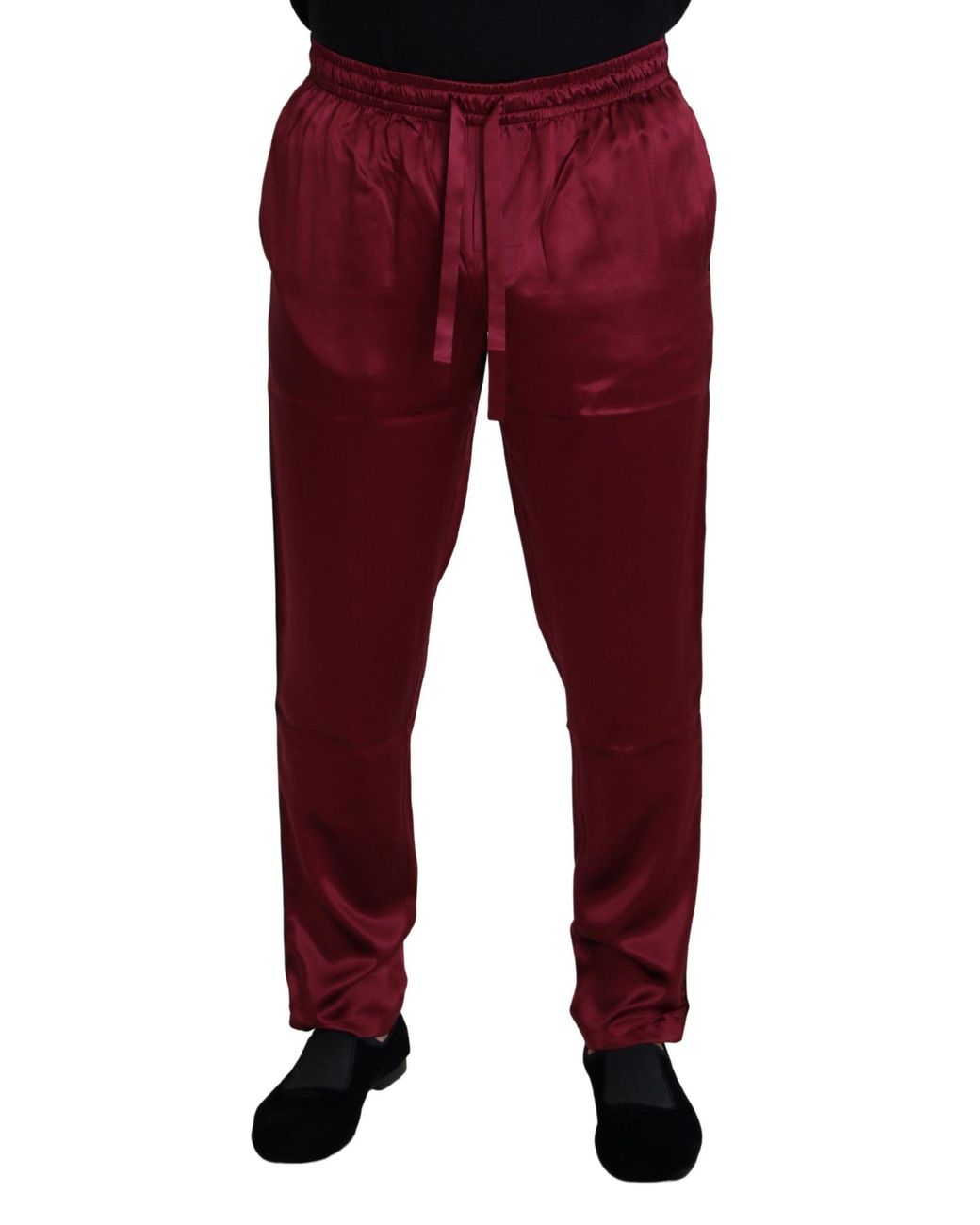 Dolce & Gabbana Red Silk Lounge Pants for men