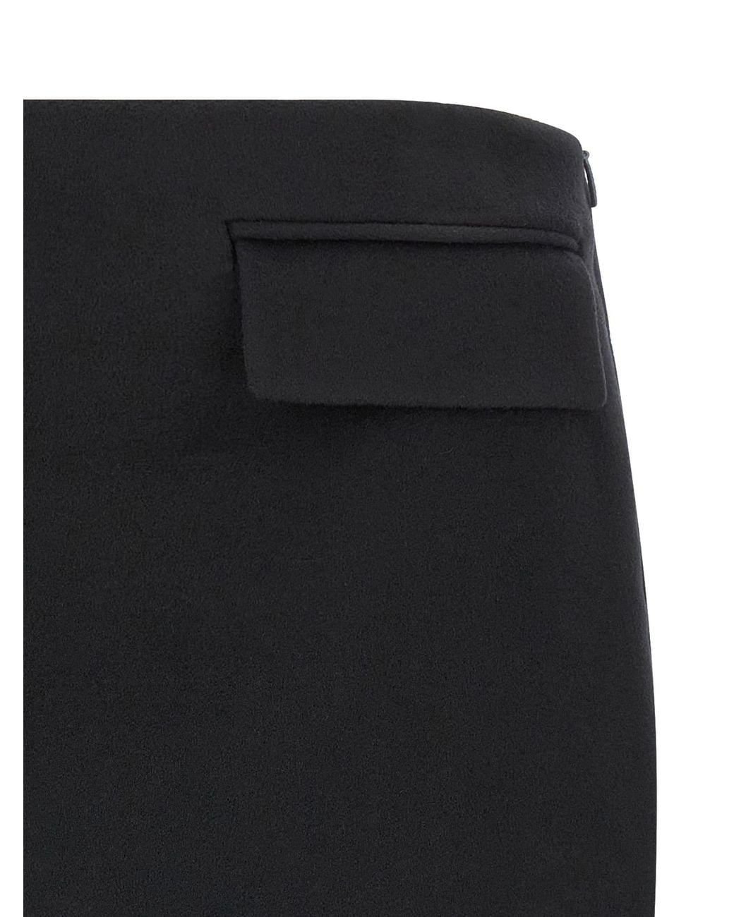Ferragamo Black Virgin Wool Long Skirt