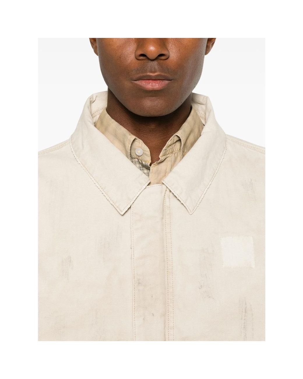 Cole Buxton Natural Distressed Panelled Jacket for men