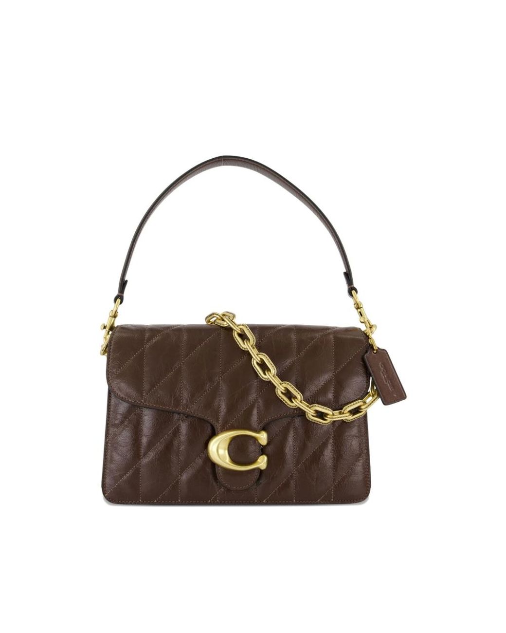 COACH Brown Quilted Tote Bag Leather Shoulder