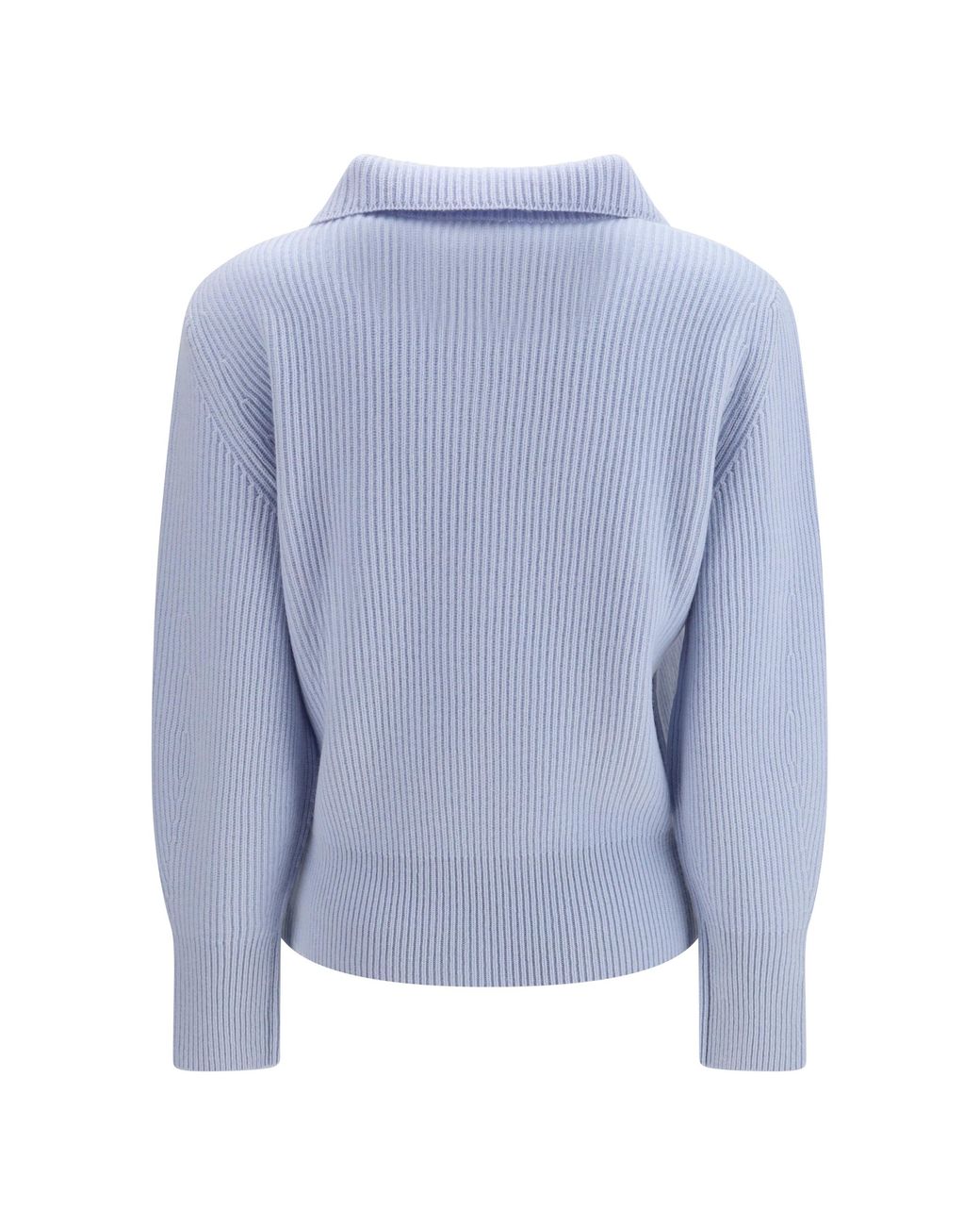 Forte_forte Blue Wool And Cashmere Half Zip Sweater