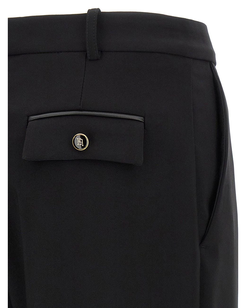 Elisabetta Franchi Fluid Cady Trousers in Black | Lyst
