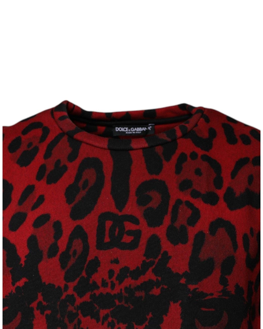 Dolce & Gabbana Red Leopard Print Cotton Sleeveless T for men