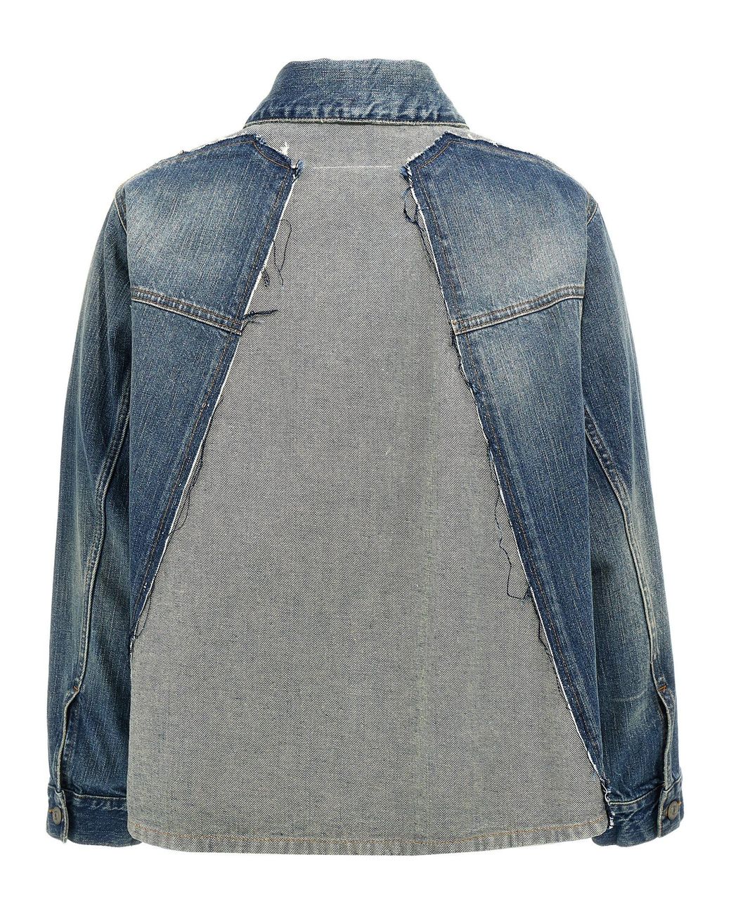 MM6 by Maison Margiela Blue Layered Denim Jacket With Unique Back Design