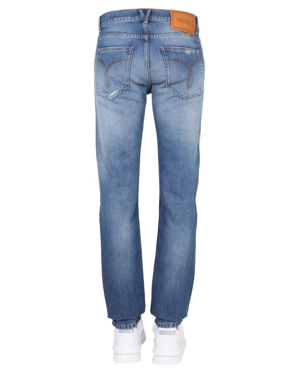Versace Black Versace Logo Patch Jeans for men