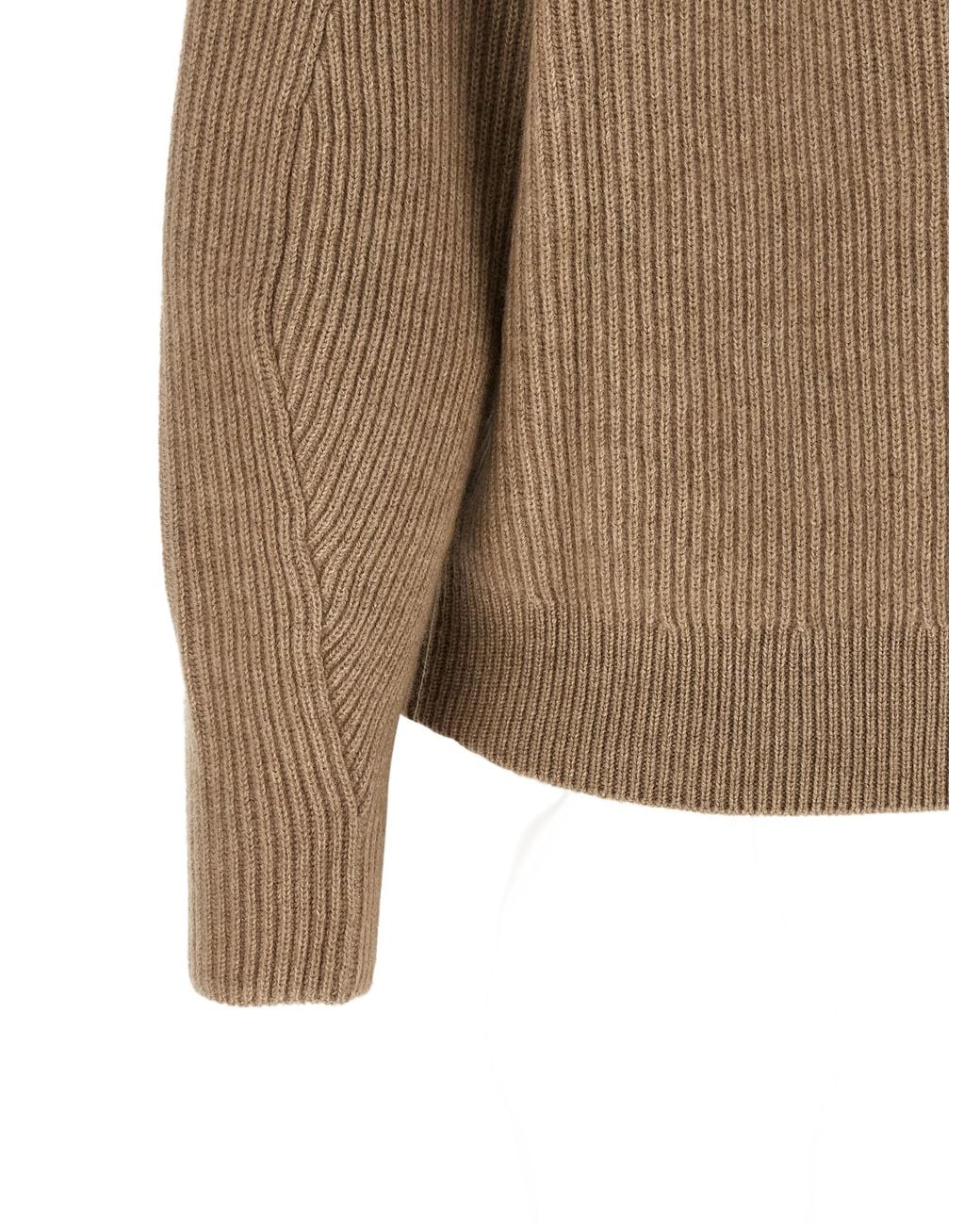 Brunello Cucinelli Natural Brunello Cucinelli Cashmere Shawl-Collar Sweater
