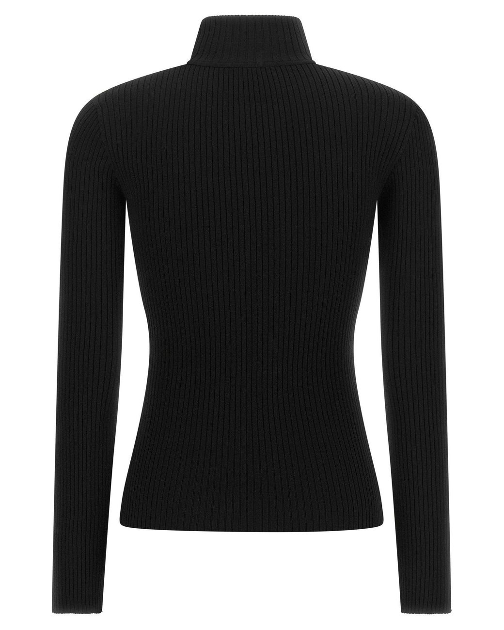 Courreges Black Ribbed Cut-Out Turtleneck Sweater