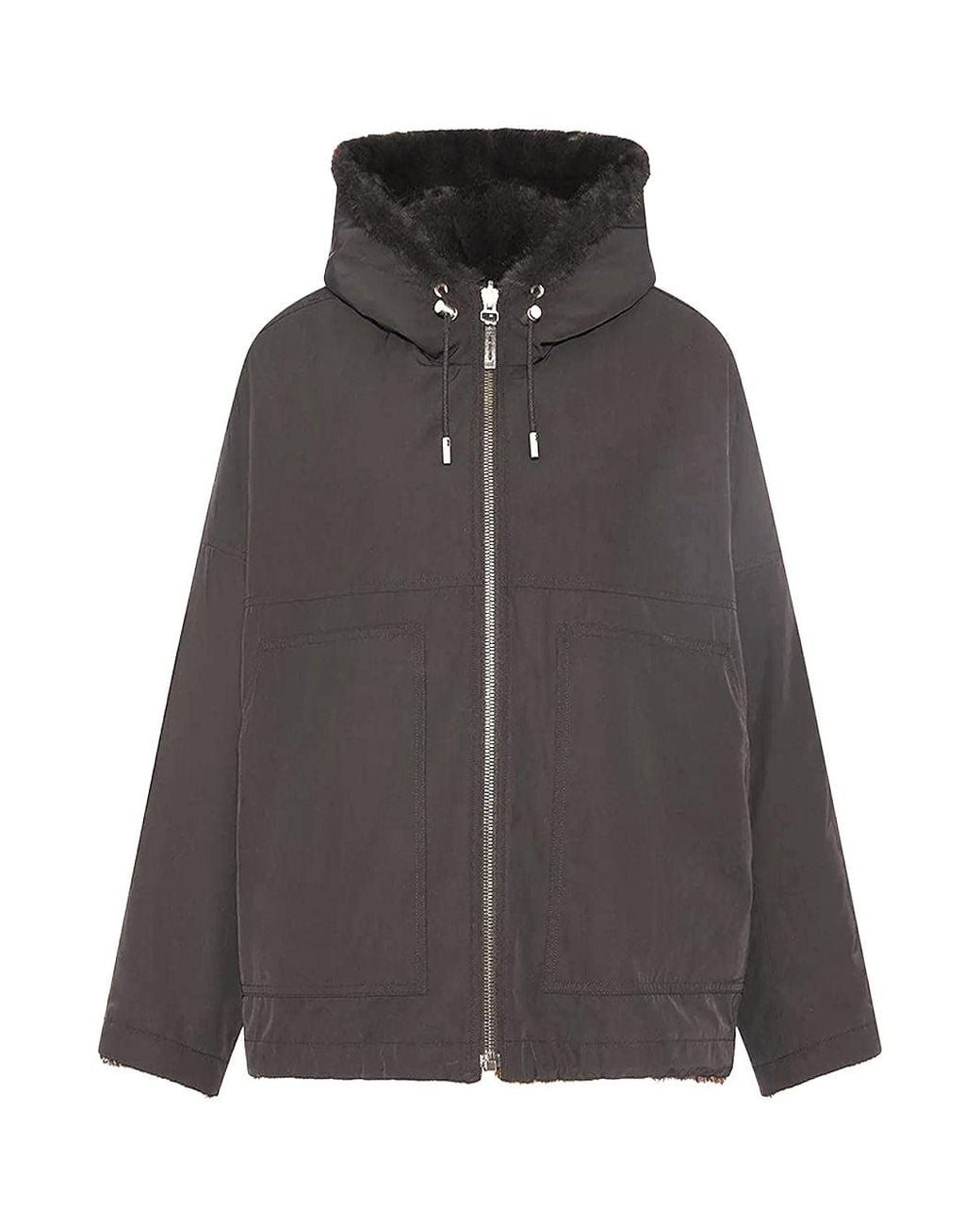 Yves Salomon Black Reversible Parka Mink Mahogany