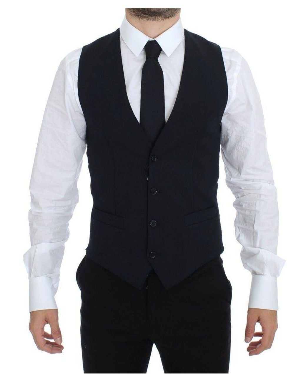 Dolce & Gabbana Black Wool Formal Dress Vest Gilet for men