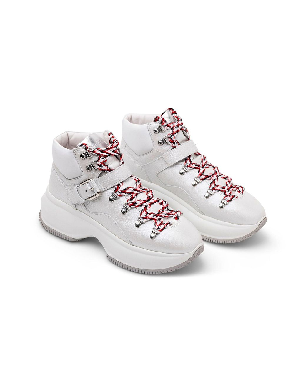 Hogan Gray Buckled High-Top Sneakers
