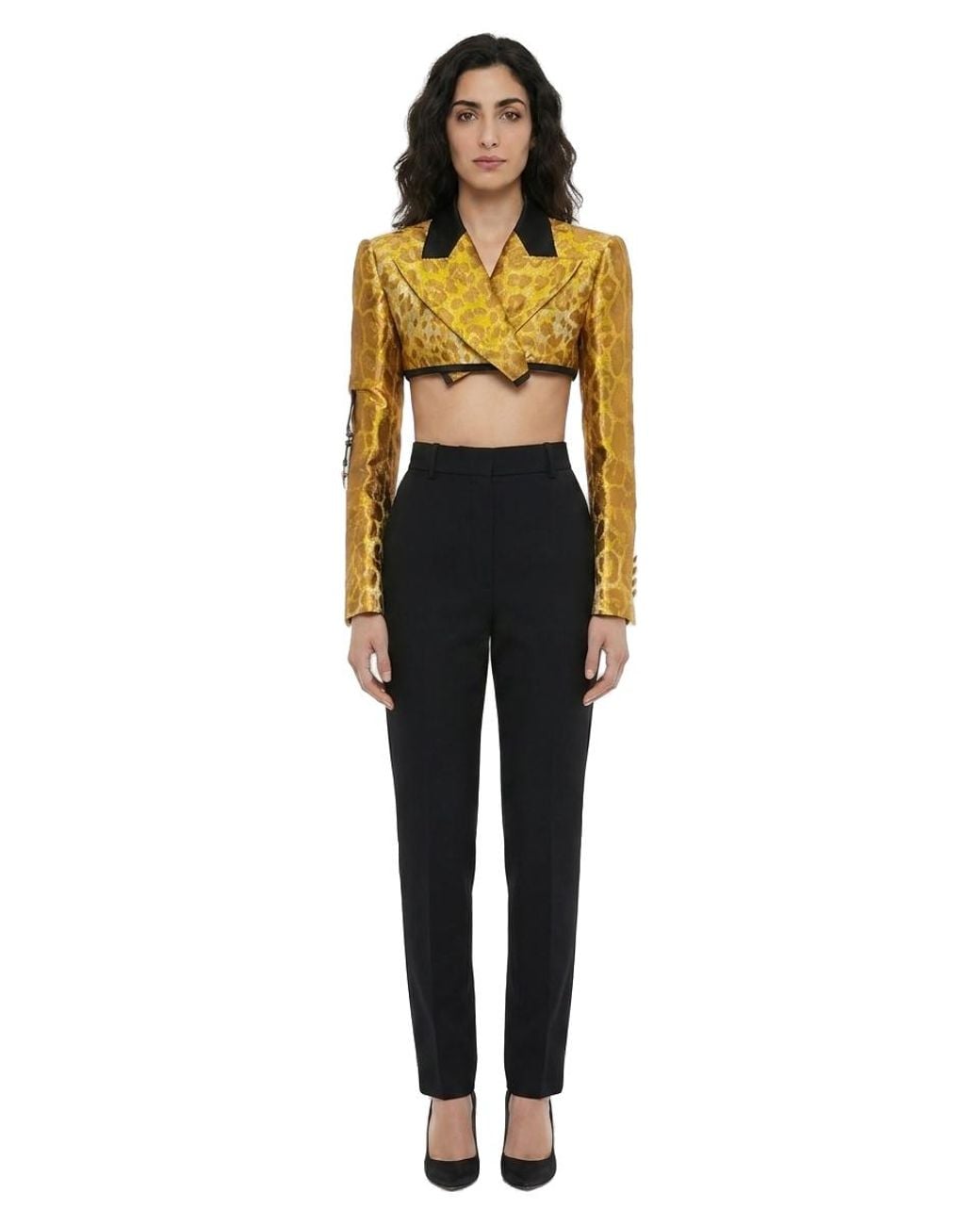 Dolce & Gabbana Multicolor Dolce & Gabbana Jacquard Wool-Blend Cropped Jacket