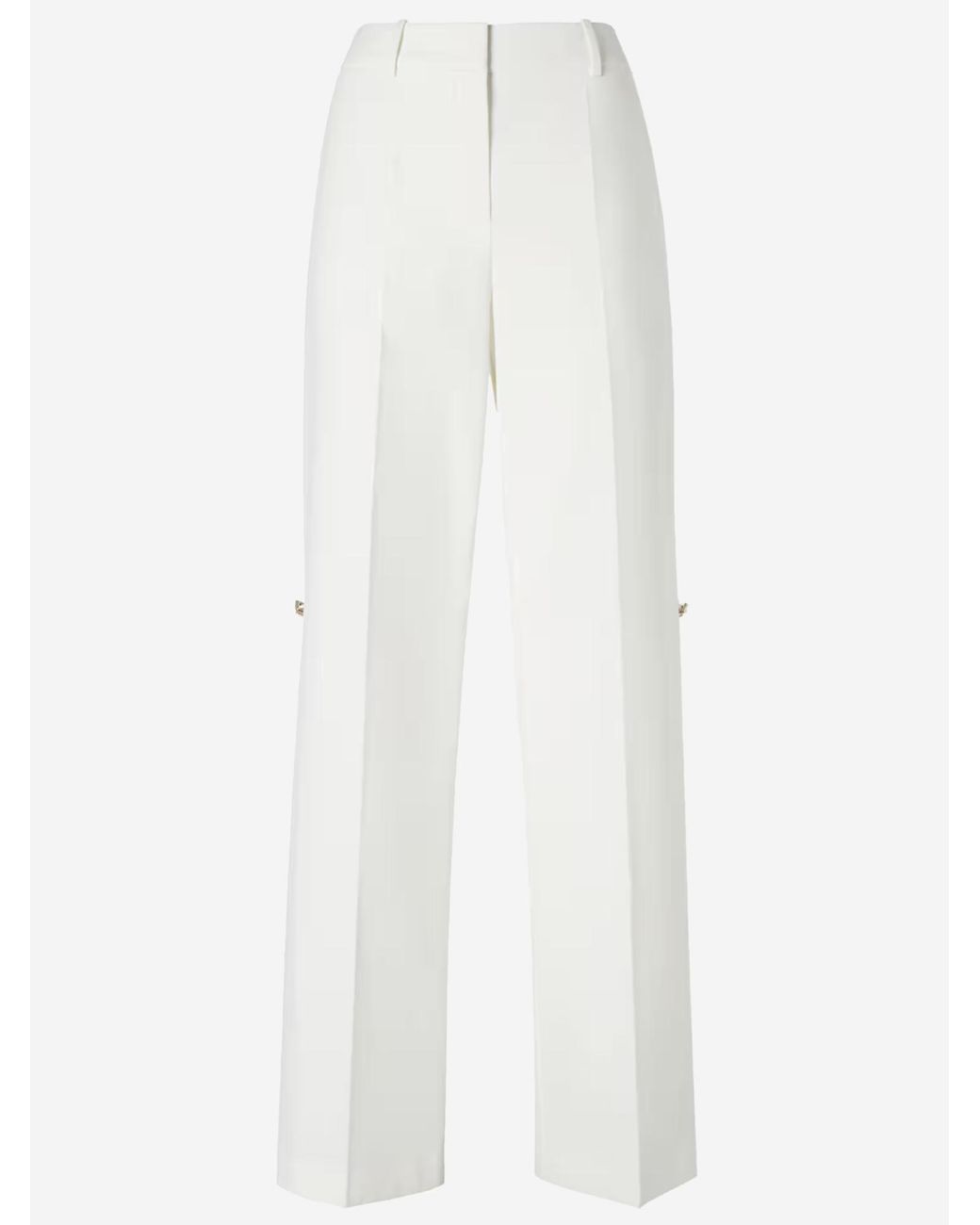 Fendi White Trousers Cotton And Silk