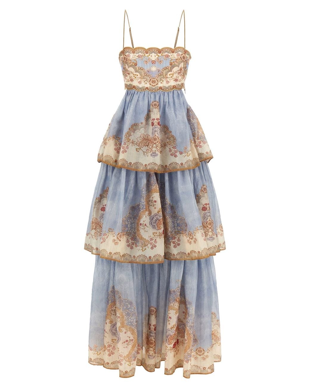 Zimmermann Blue Patterned Dress With Lurex Thread