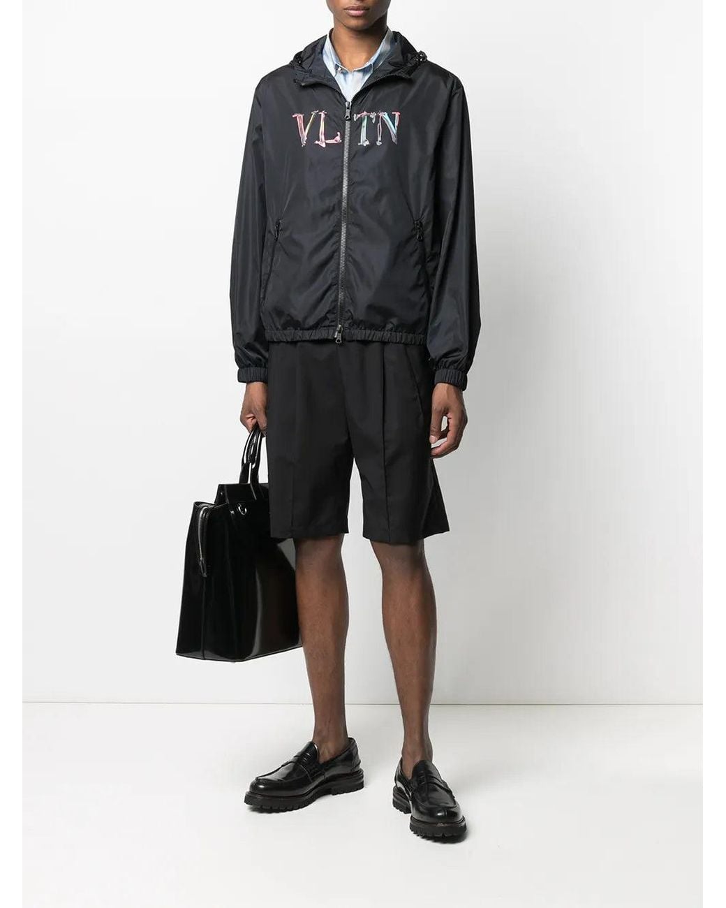 Valentino Blue Vltn Hooded Jacket Clothing for men