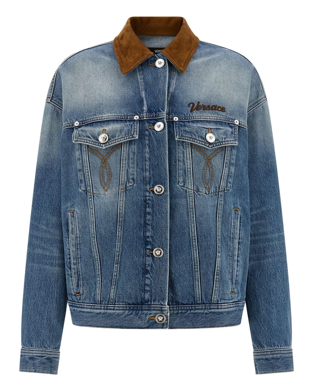 Versace Blue Cotton Jacket