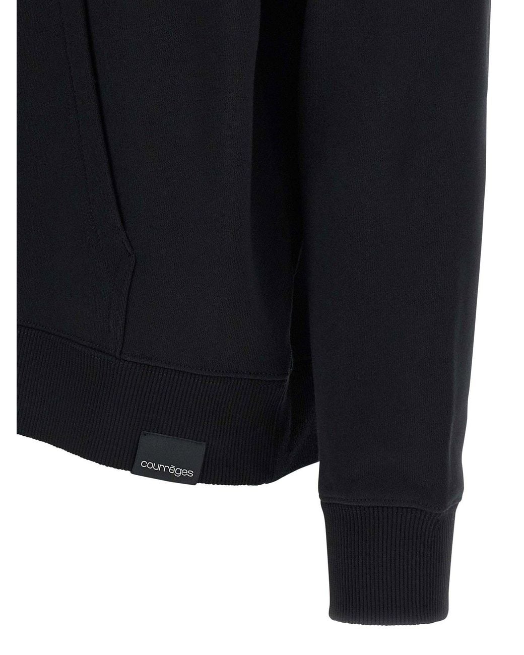 Courreges Blue Brushed Cotton With Tone-On-Tone Embroidery Hoodie
