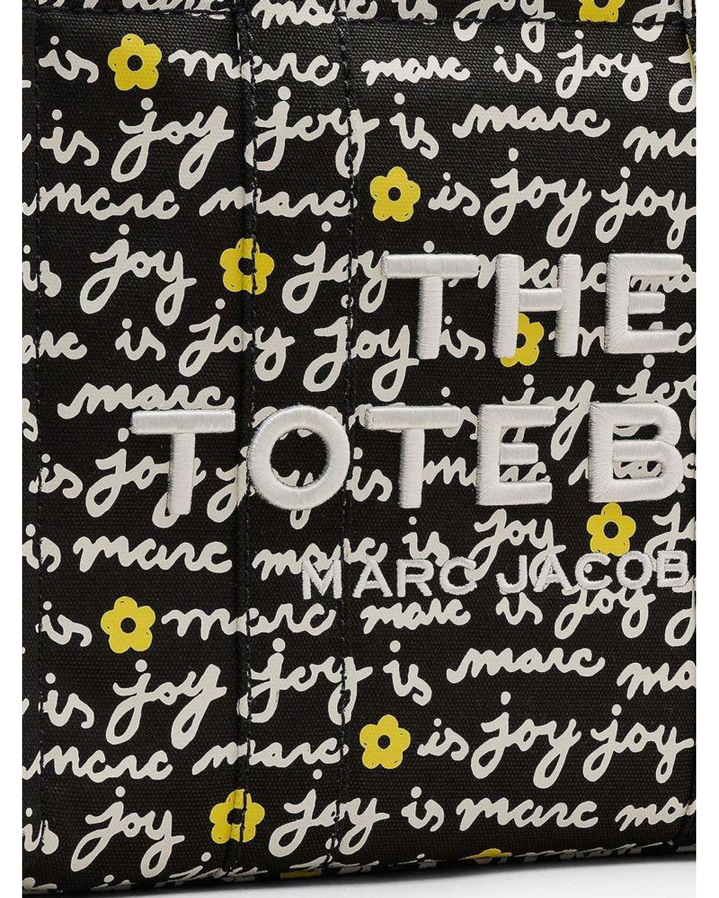Marc Jacobs Black Marc Jacobs Text-Print Cotton Canvas Tote Bag