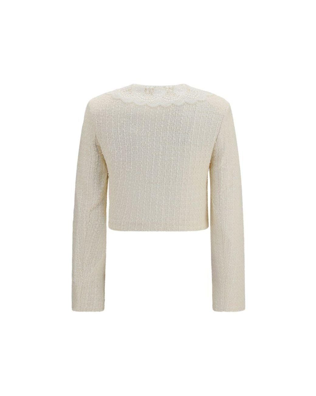 Self-Portrait White Self-Portrait Bouclé With Lace Collar Jacket