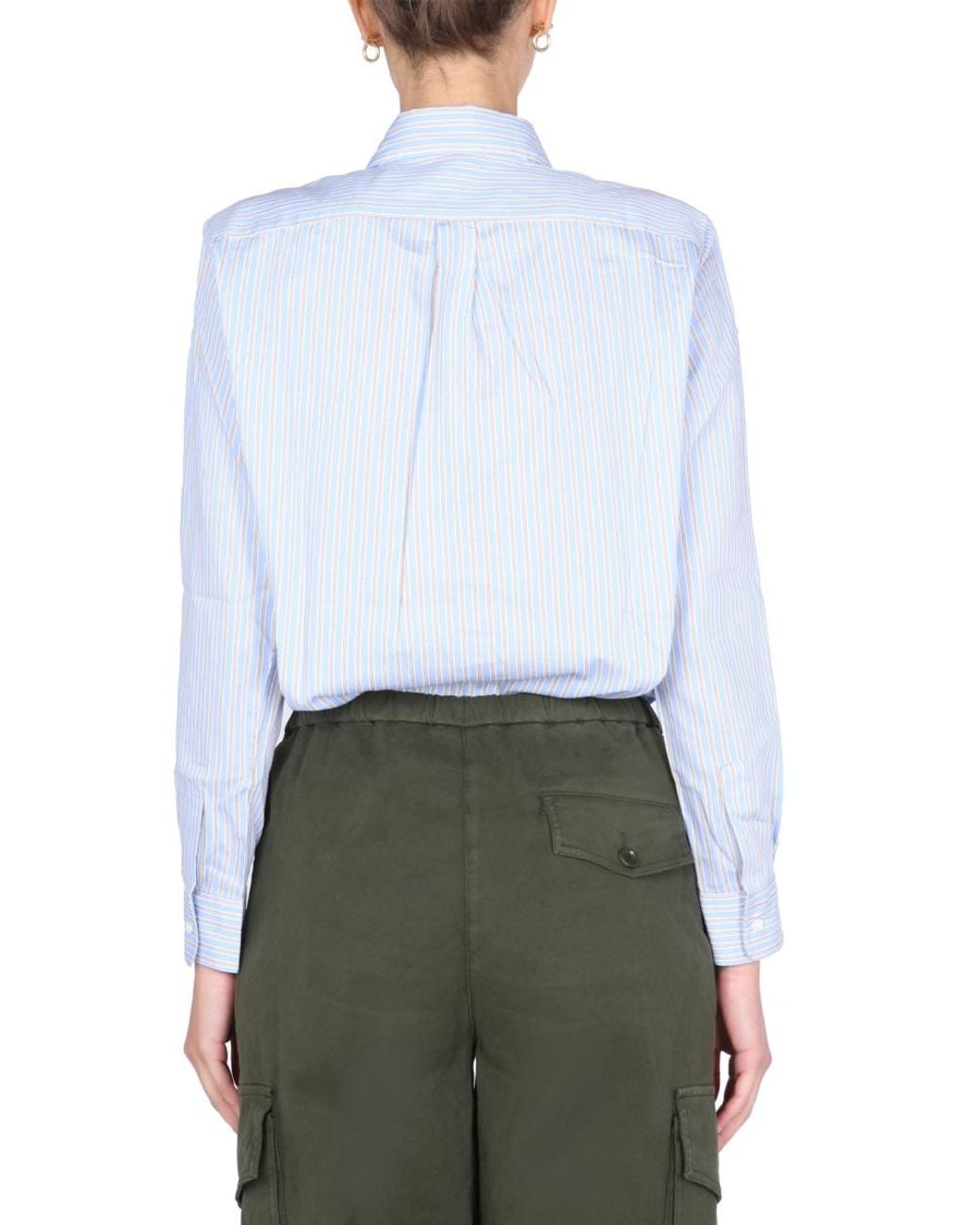 Aspesi White Striped Pattern Shirt Cotton