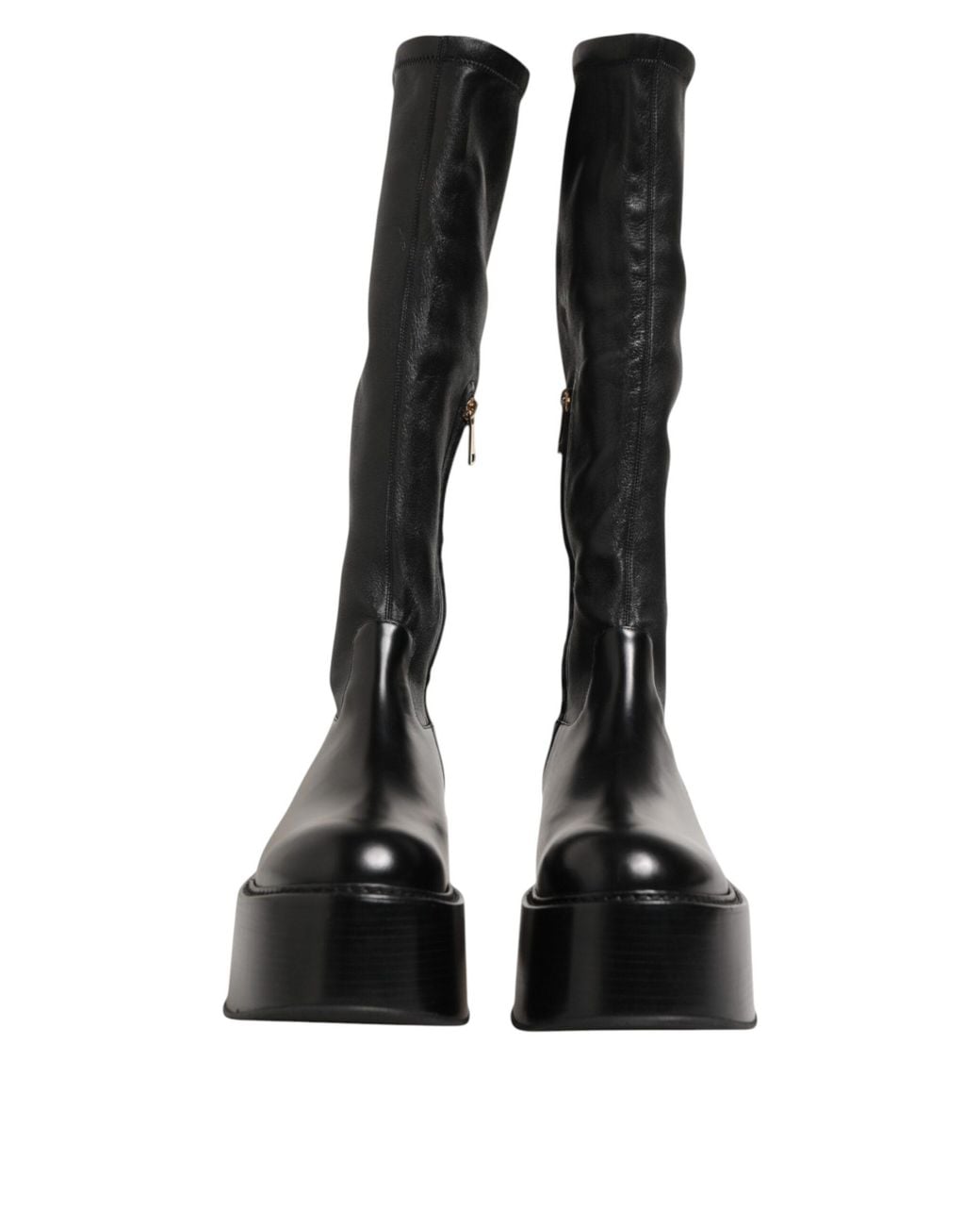 Dolce & Gabbana Black Logo Plaque Over The Calf Boots Shoes Lamb+46Lf for men