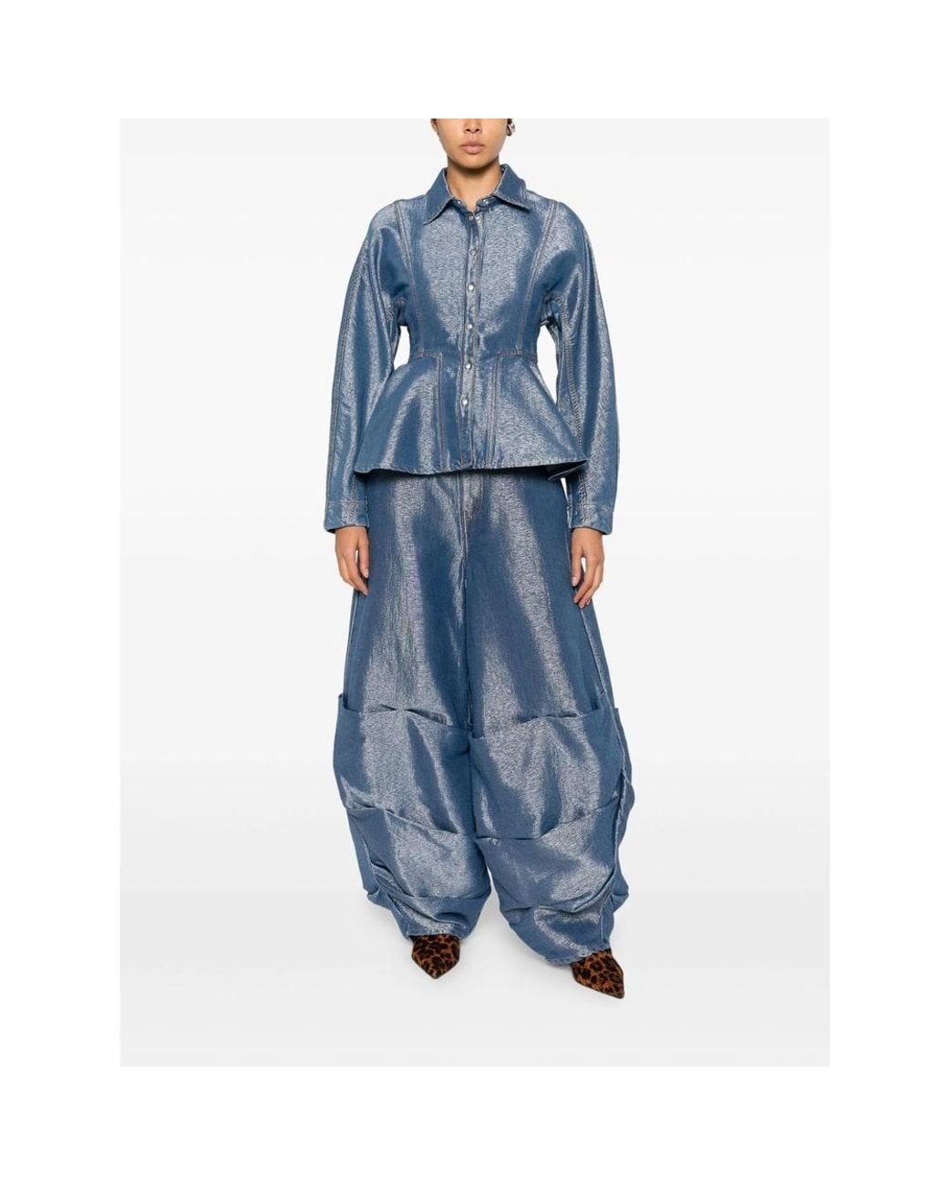 Ganni Blue Ruched Pocket Jeans