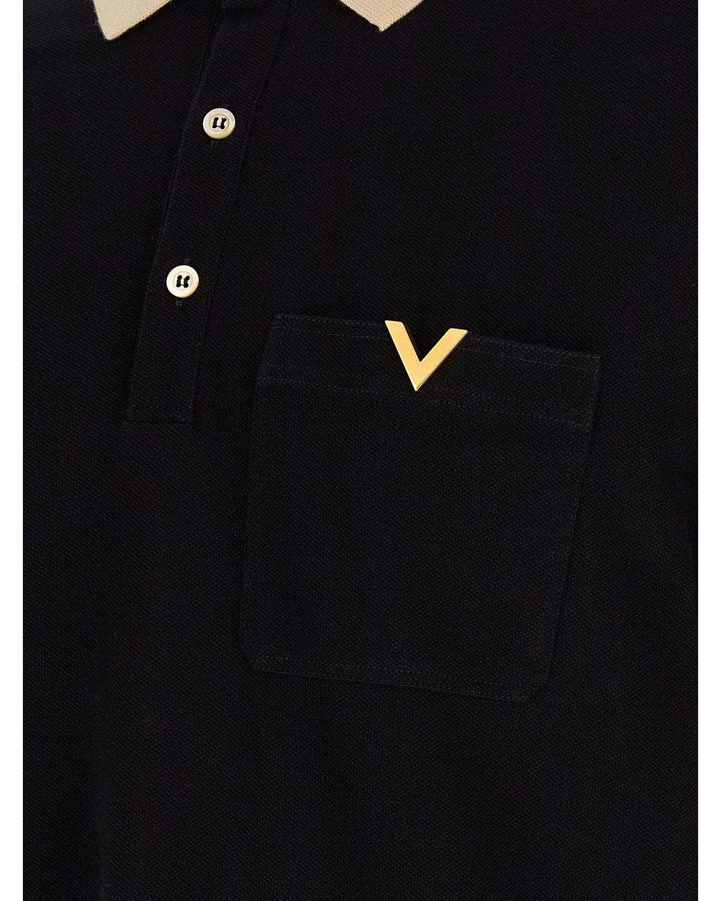 Valentino Garavani Black Cotton Polo Shirt for men
