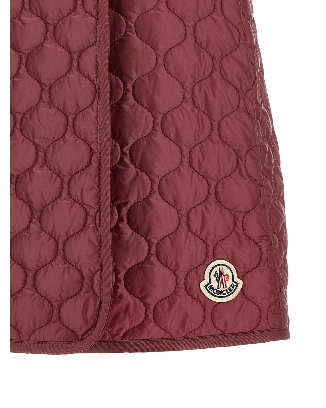 Moncler Red Diamond-Quilted Miniskirt