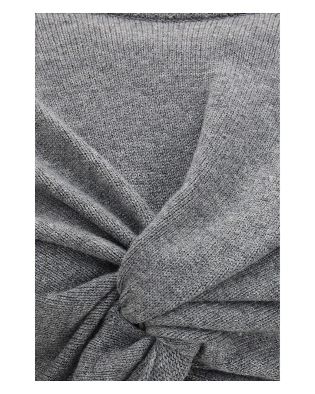Balenciaga Gray Ruched Crewneck Sweater Wool Ovis Aries