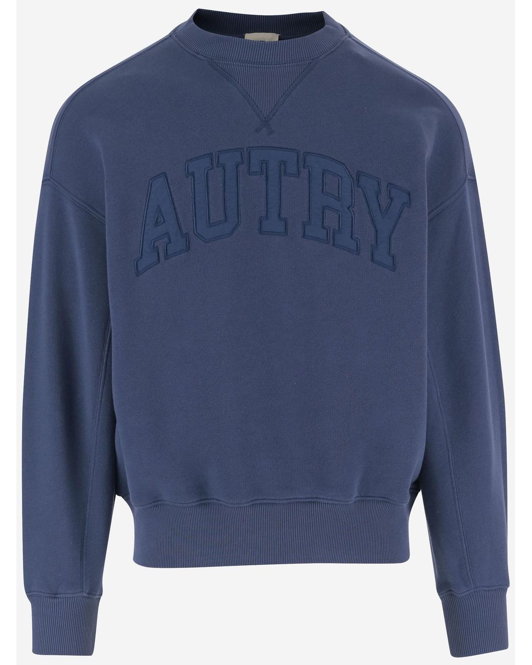 Autry Blue Cotton Sweatshirt With Logo Sweatshirts for men