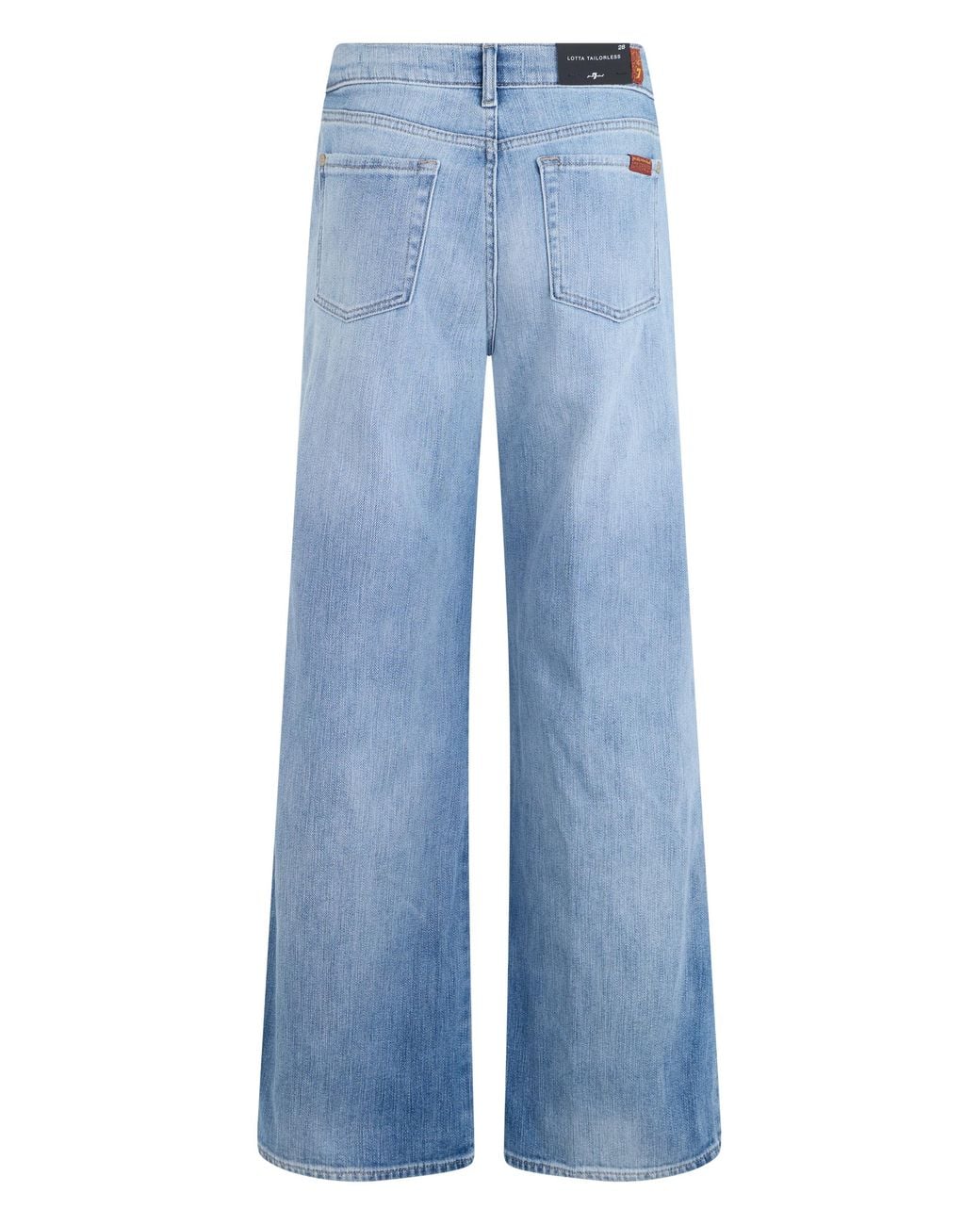 7 For All Mankind Blue Wide-Leg Denim Trousers Light Cotton Jeans