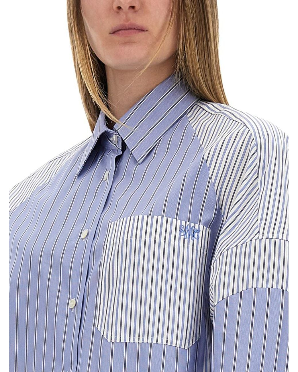Stella McCartney Gray Mixed Stripe Shirt Cotton