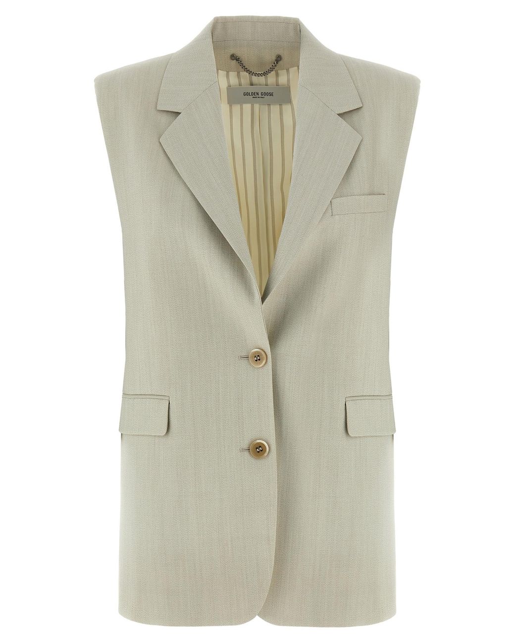 Golden Goose Deluxe Brand Natural Virgin Wool Sleeveless Jacket