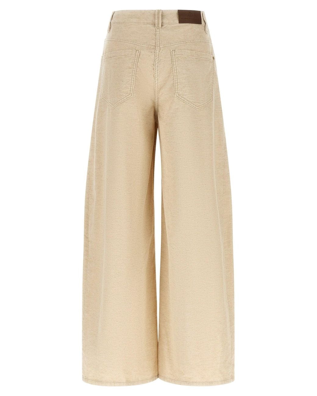 Brunello Cucinelli Natural Cotton-Linen Corduroy Trousers