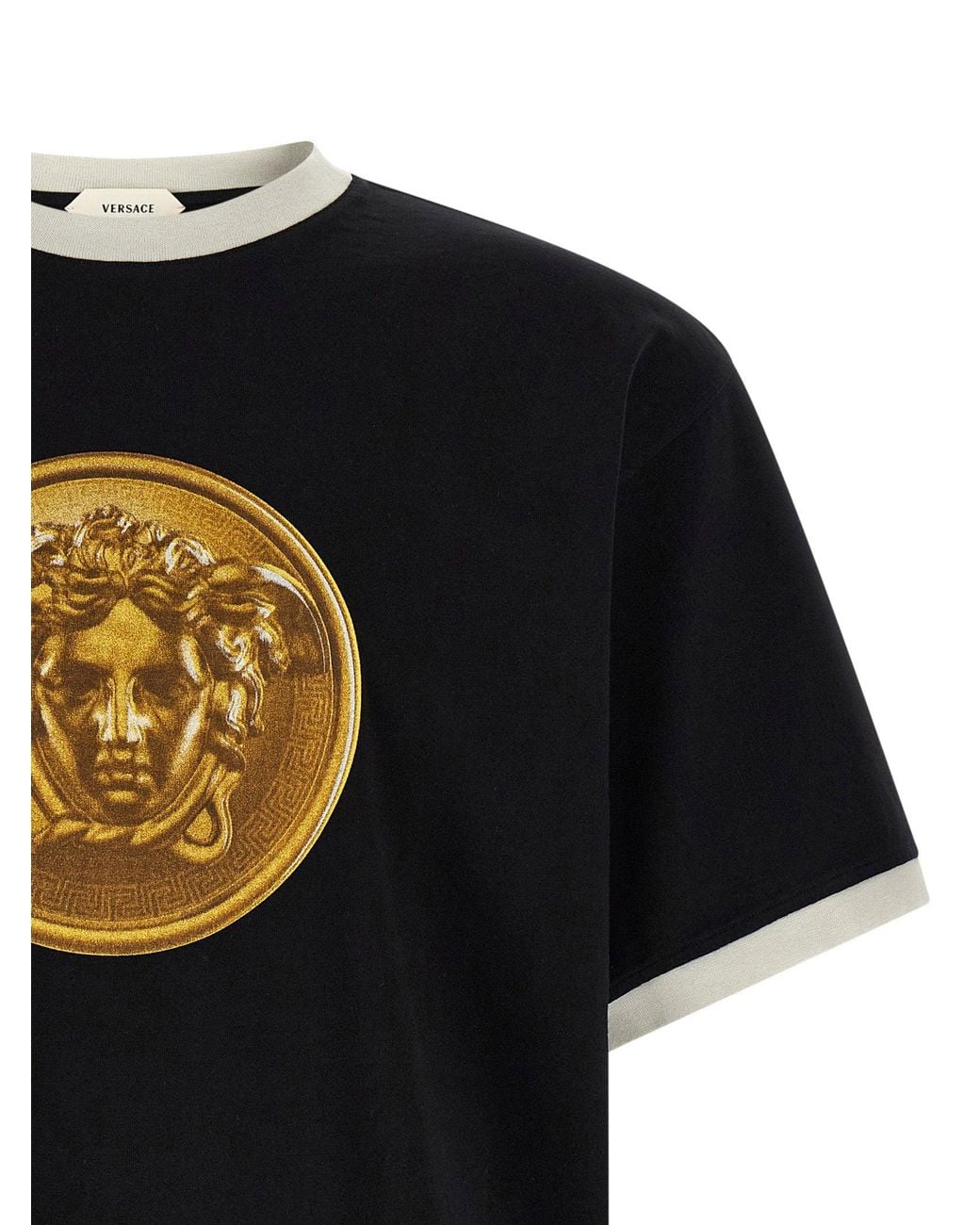 Versace Black Medusa Coin Logo-Print T-Shirt for men