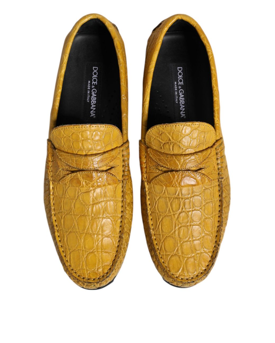 Dolce & Gabbana Multicolor Yellow Exotic Leather Loafers Slip On Shoes for men