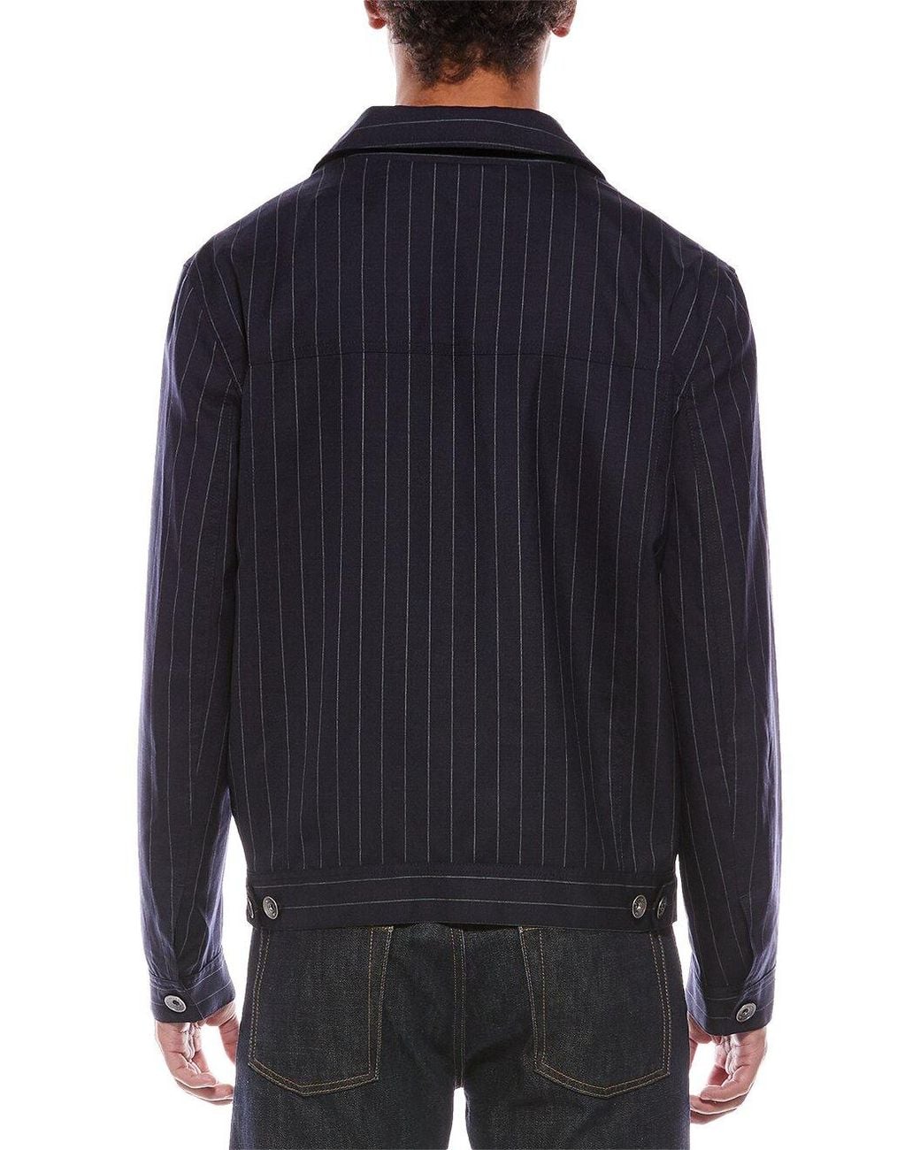 Brunello Cucinelli Blue Wool Pinstripe Jacket for men