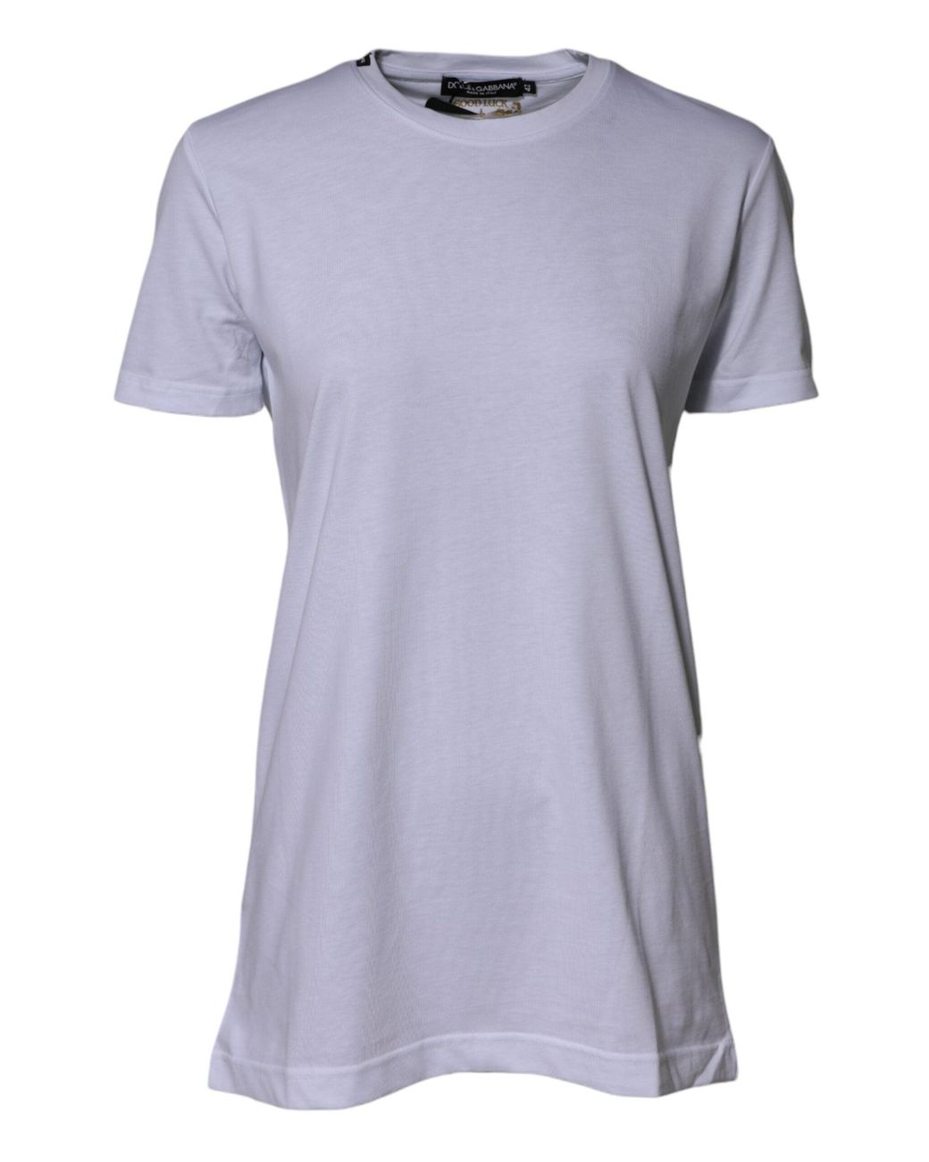 Dolce & Gabbana Purple White Cotton Goodluck 2023 Crew Neck T