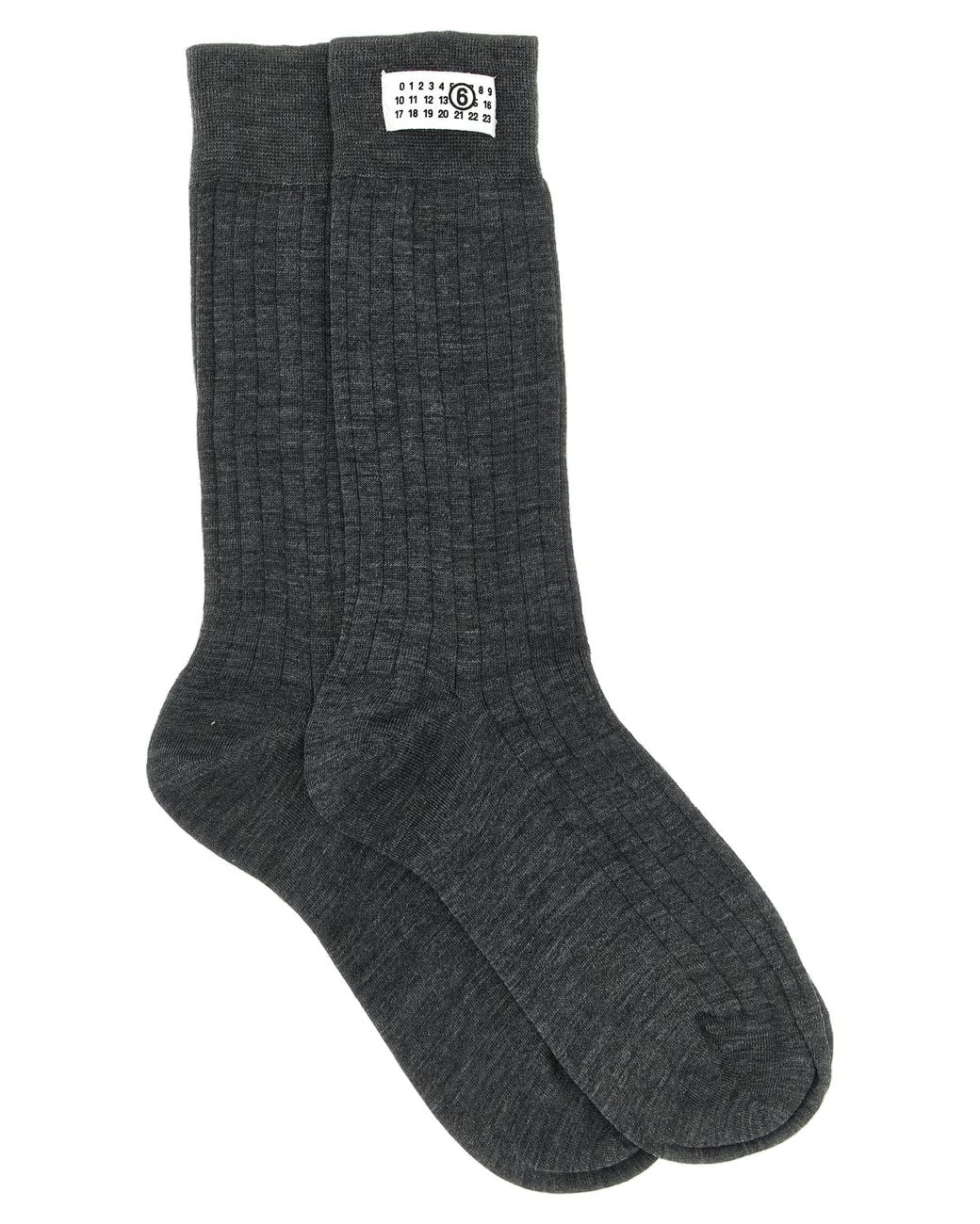 MM6 by Maison Margiela Black Mm6 Maison Margiela Ribbed Wool Socks