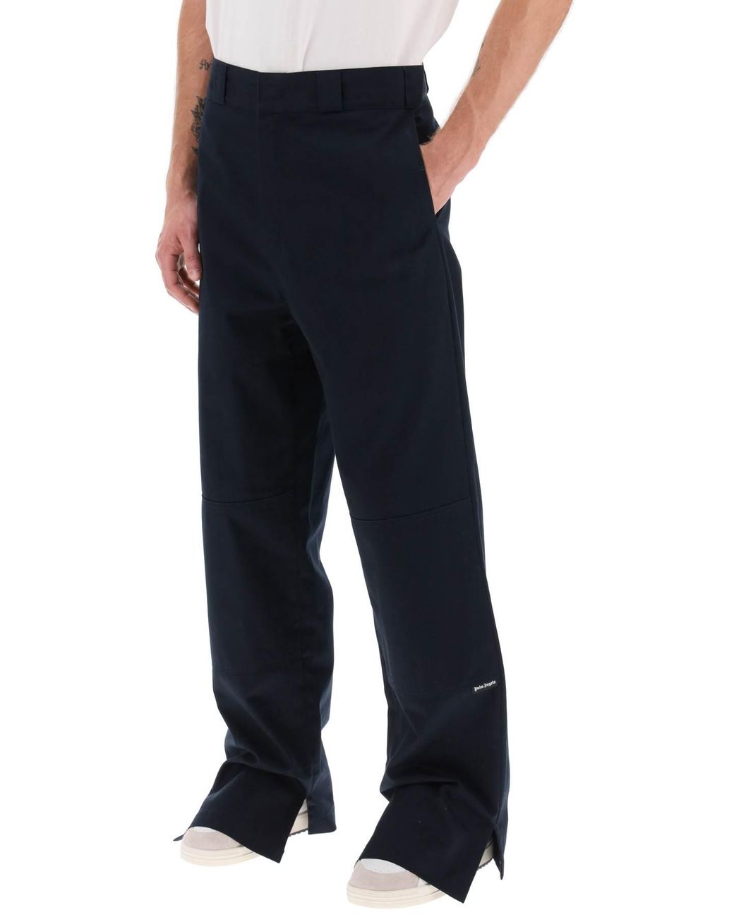 Palm Angels Blue Cotton Workpants for men