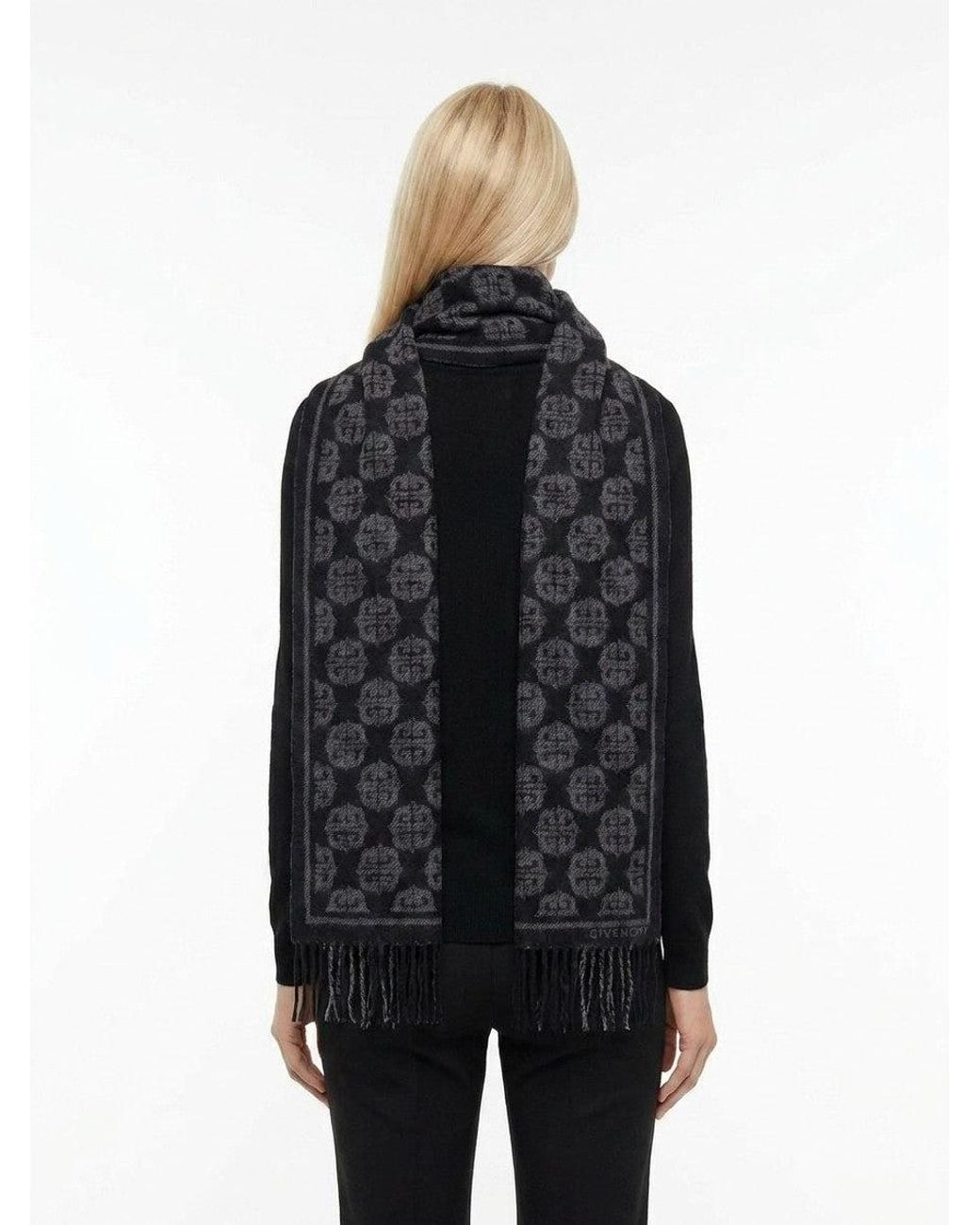 Givenchy Blue Givenchy Logo-Jacquard Wool Scarf
