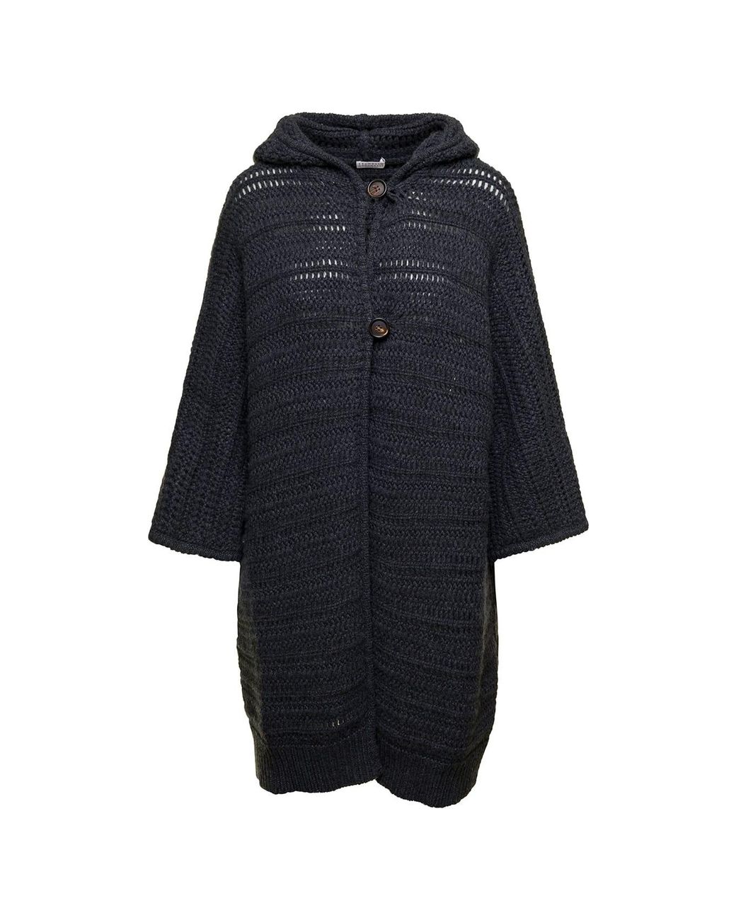 Brunello Cucinelli Blue Wool Hooded Sweater