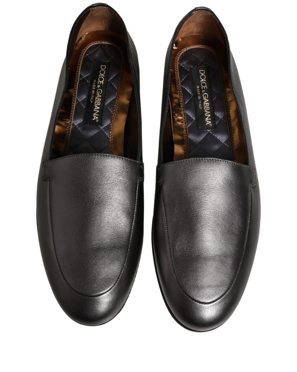 Dolce & Gabbana Brown Leather Dg Logo Slip On Loafers Shoes for men