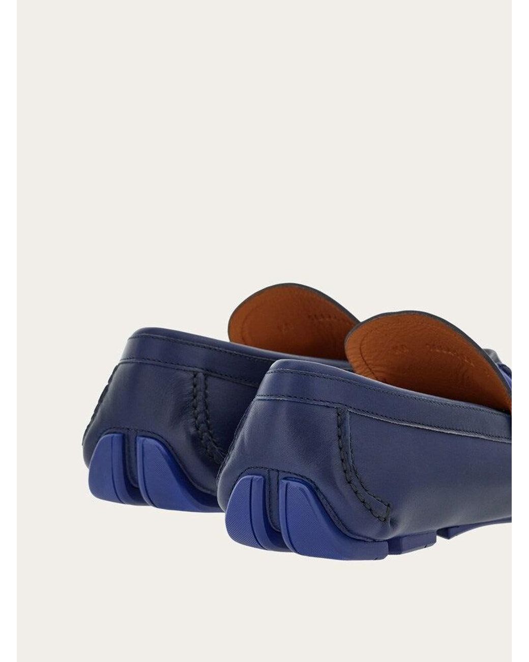 Ferragamo Blue Calf Leather Loafers for men