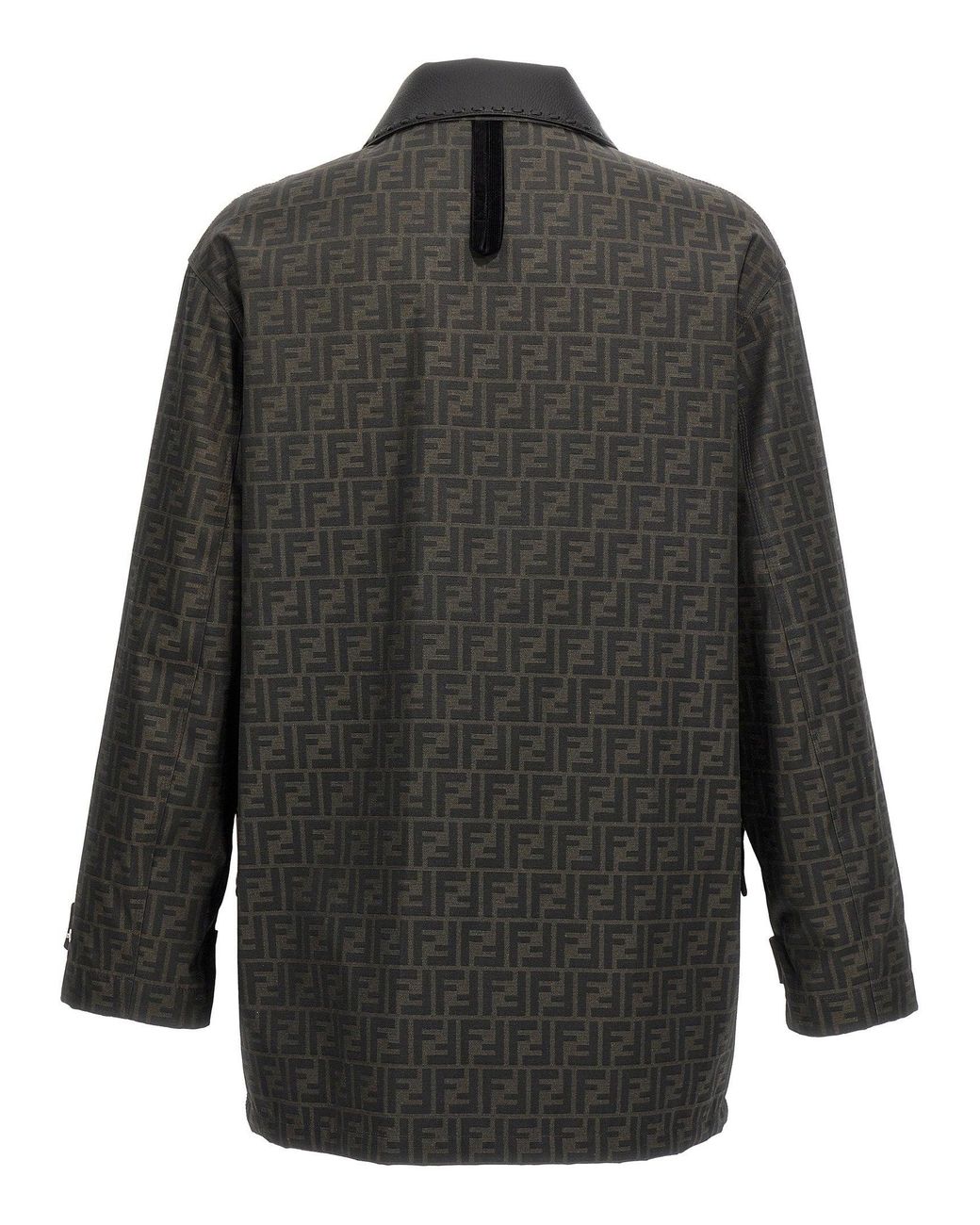 Fendi Black Logo-Jacquard Waxed Jacket