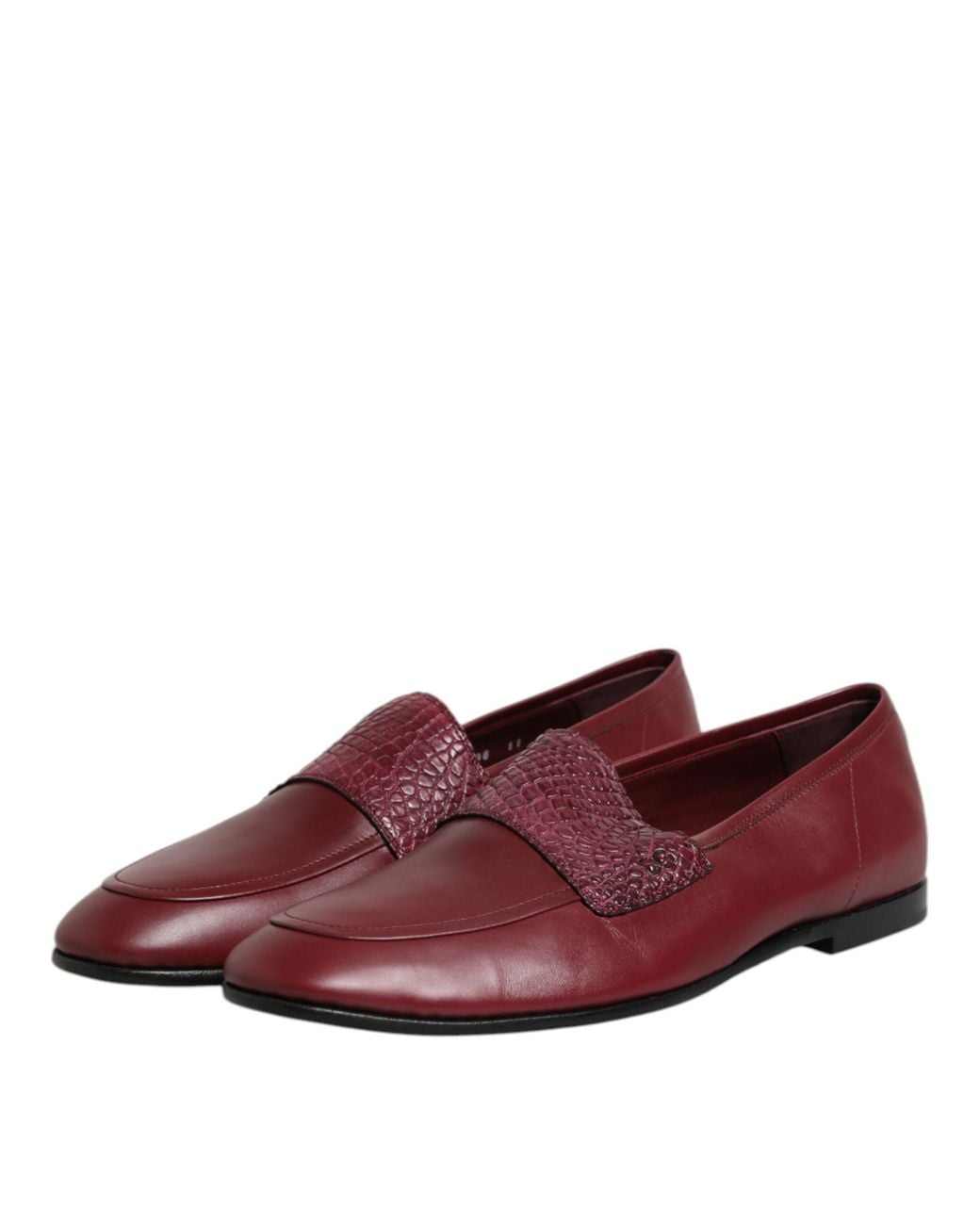 Dolce & Gabbana Red Leather Reptile Strap Loafer for men
